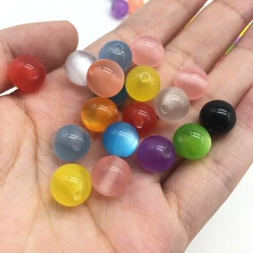 10mm Acrylic Rainbow Cat Eye Round Beads for Jewelry Making Multi color Circular Natural pink opal in beads