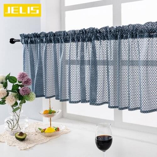 American Lace Short Tulle Half Curtains for Living Room Sheer Valance Kitchen Cabinet Door Cafe Window Drapes Home Decor