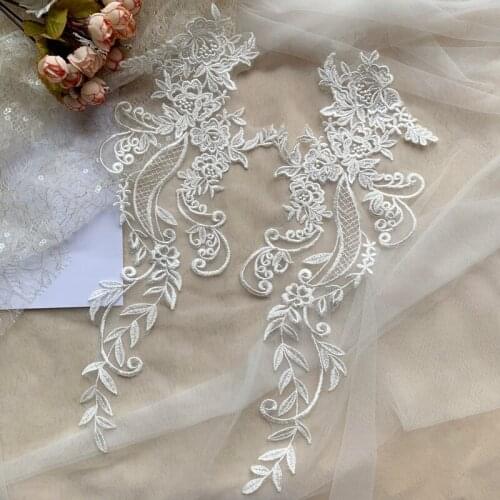 Embroidery Applique Medallions Piece Lace For Wedding Dress Applique Lace Or Veil Lace