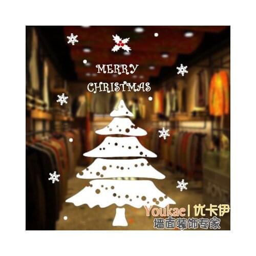 Large Christmas Tree Sticker X mas Decal Posters Vinyl Wall Decals Decor Mural Glass Shop Window Home Decoration