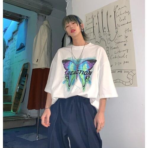 Purple Butterfly Print T-shirt Women Loose Sexy Harajuku Tshirt 2020 Summer Fashion Oversize T Shirt Streetwear dropshipping