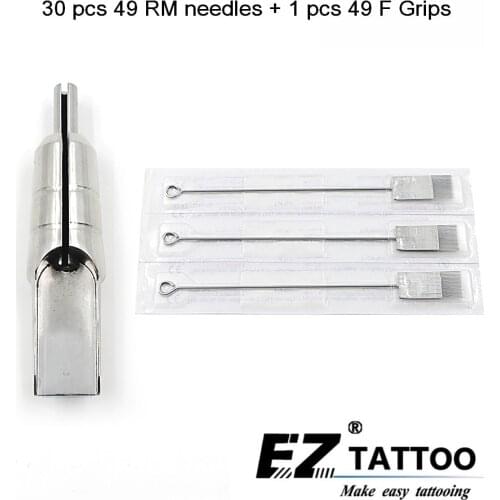 EZ 30 pc Magnum Tattoo Needles 49RM with 1 pc 316 Stainless Steel Magnem bullet tubes 49F Tattoo Grip tattoo supply 1 set/lot