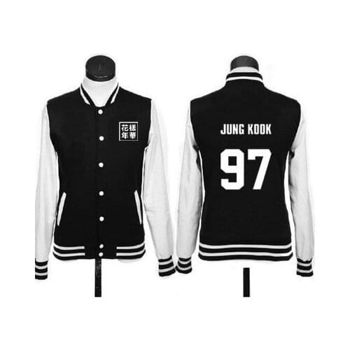Kpop baseball Jacket For Women Bangtan Boys Album Floral Letter Print Fans Supportive Sweatshirt Harajuku Tracksuits clothes