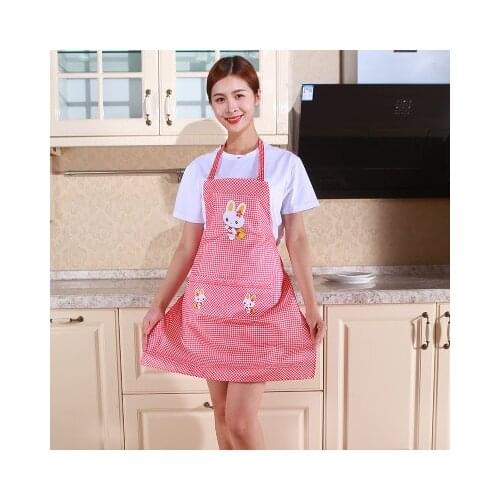 Cute Cartoon Rabbit Kitchen Apron for Men Women Home Cleaning Tools Pink White Waterproof Apron Cotton Linen Easy to Clean House