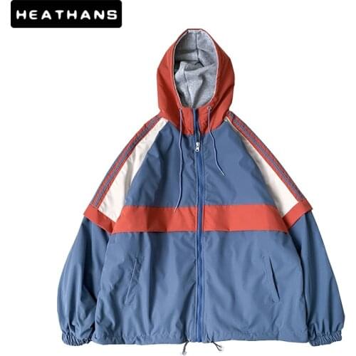 Autumn Winter Men Zipper Jacket Double-sided Hooded Jacket Couple Patchwork Handsome Jacket Loose Hooded Sport Casual Jacket Men