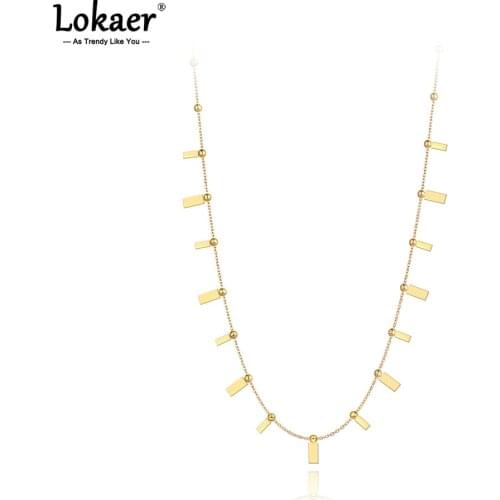 Lokaer Neo-Gothic Stainless Steel Geometry Pendant Necklace For Women Trendy Chain Link Choker Necklace Jewelry Цепочка N21072