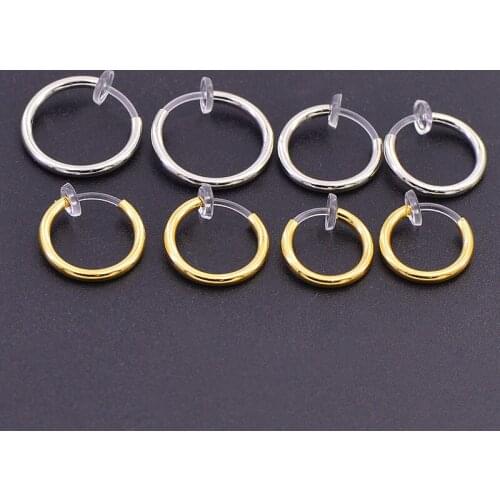 50 PCS 11/13/15mm Fashion Metal Copper Transparent Spring Ear Hook Gold Silver color Rhodium No Ear Hole Ear Clip Round Earring