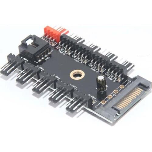 Power SATA 1 to 10 Port 4Pin PWM Hub Chassis GPU CPU Control Cooling Fan HUB