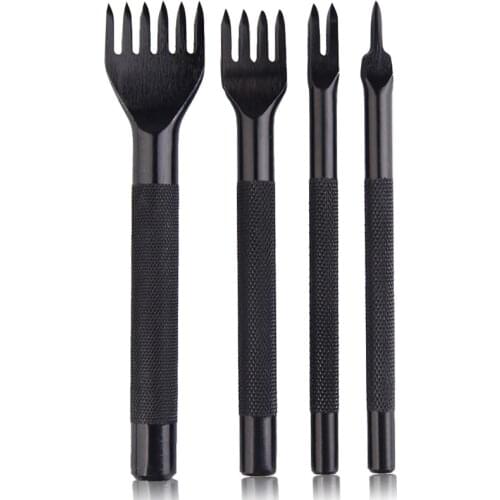 4pcs/Set Hole Punch Tools Set Kit Convenient Diamond Point Chisel DIY Tool 4 Style Leather Craft Tools