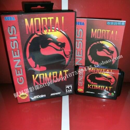 New Arrival Sega MD game - Mortal Kombat with Box and Manual for 16 bit Sega MD game Cartridge Megadrive Genesis system