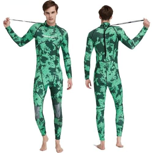 New Camouflage Diving Suit Male 3mm Neoprene Diving Suit Snorkeling Suit Winter Swimming Warm One-Piece Long-Sleeved Swimsuit