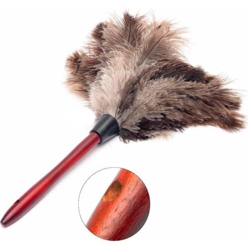 Portable Home Anti-Static Dust Removal Dusters Brush For Dust Ostrich Feather Fur Brush Duster Dust Handle Wooden Cleaning Tools