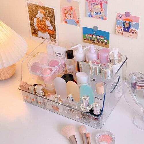 Transparent Acrylic Book Stand Makeup Storage Box Portable Ins Student Desk Book Storage Box Creative Fixed Book Storage Frame