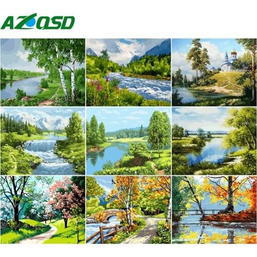 AZQSD DIY Paint By Numbers Natural Landscape Home Bedroom Wall Artwork Coloring By Numbers Canvas Lake Handpainted Gift