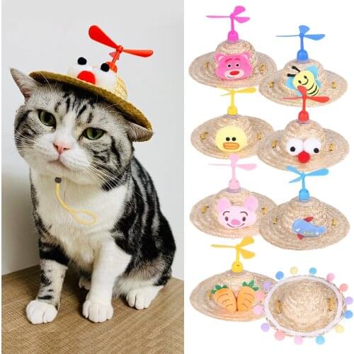 Dog Hat Pet Decoration fot Small Medium Big Dogs Cats Costume Pets Photography Props Cute fan Dog Cat Straw Hat Pet Supplies
