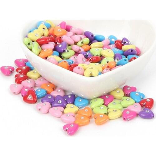 Mixed Peach Heart Point Diamond Acrylic Beads Charm Loose Spacer Beads For Jewelry Making DIY Needlework Bracelet Accessories