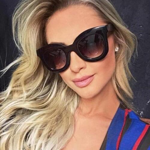 2021 Luxury Brand Big Frame Sunglasses Men Women Celebrity Cat Eye Designer Vintage Rice Nails Brown Gradient Sun Glasses Shades