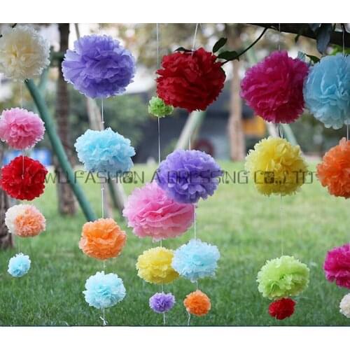 Wedding Decorative Props Supplies 22pcs 6inch&8 inch(15cm& 20cm) Tissue Paper Pom Poms Wedding Party Festival Decoration Flower