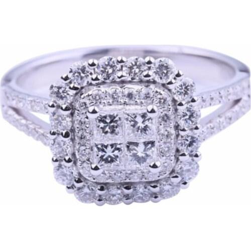 Gorgeous Square Shape Women Ring Full Bling Iced Out Micro Pave Crystal Zircon Dazzling Bridal Ring Wedding Engage Ring