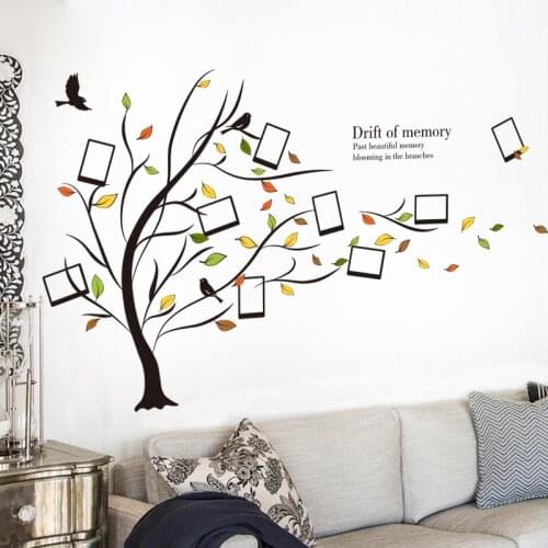 Fallen Leaves Photo Frame Wall Stickers Vinyl DIY Family Tree Wall Decals for Living Room Bedroom Home Decoration