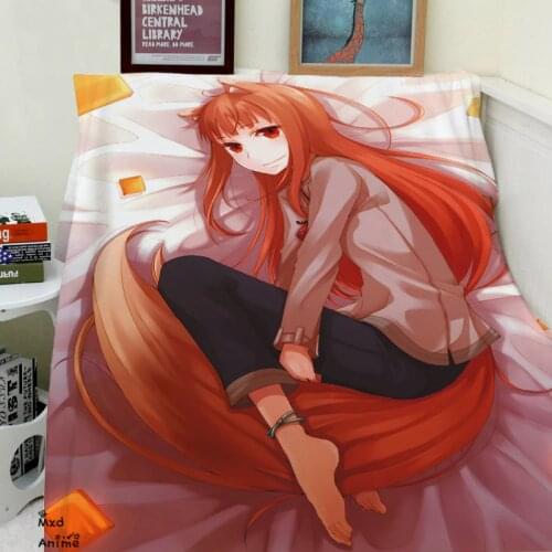 Japanese Anime Spice and Wolf Soft Flannel Fleece Throw Blanket Decorative Plane Travel warm Throw Blankets for sofa otaku shop