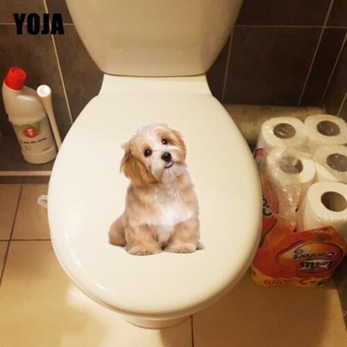 YOJA 16.5*22.3CM A Dog With A Slanting Head Wall Decals WC Toilet Sticker Home Decoration T1-0233