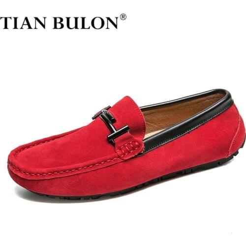 Suede Loafers Men Shoes Casual Genuine Leather Slip on Mens Driving Shoes Moccasins Breathable Luxury Brand Boat Shoes Zapatos