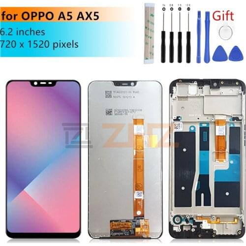 For OPPO A5 lcd AX5 Display touch screen digitizer assembly with frame lcd panel for OPPO a5 screen replacement repair parts