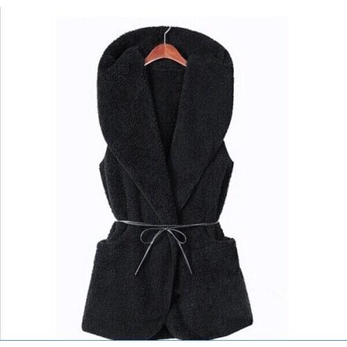 Womens Hooded Faux Lamb Fur winter Vest sleeveless Jacket Coat With Hat 5colors free shipping