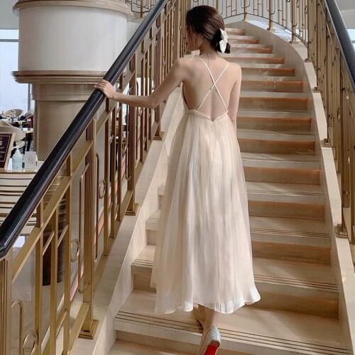 ZADILY 2021 Summer Bohemian Spaghetti Strap Women Dress Gauze Sleeveless Ladies Maxi Dresses Backless Female Holiday Robe