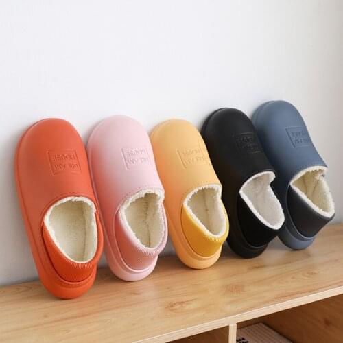 Winter/Autumn Slippers Lovers Cozy Outdoor Warm Plush Indoor Women Men Kitchen Shoes Anti-Slip Soft EVA Waterproof Home Slides