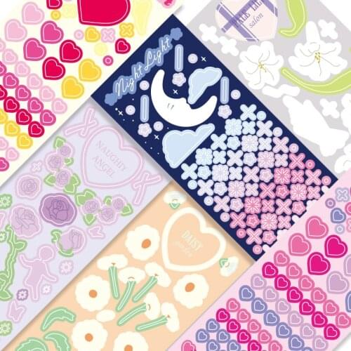 1 Sheet Attravtive Girl Heart Flower Hand Account Book Decoration Phone Case Sticker