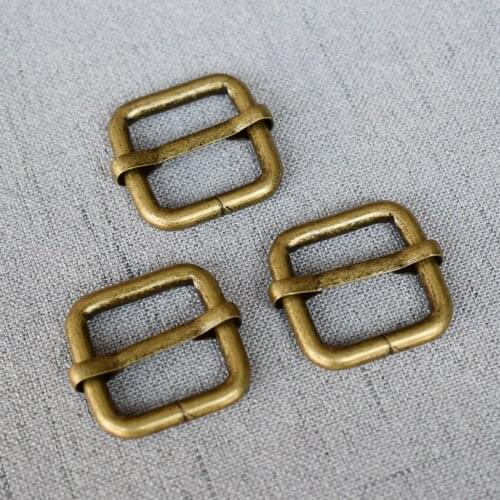 10 Pieces 20mm Antique Brass Metal Heavy Duty Thickness Shoulder Leather Bag Strap Belt Adjust Tri-glide Pin Buckle Slider