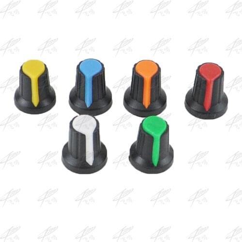 10Pcs 6mm Plastic Threaded Knurled Potentiometer Knobs Caps 15*17mm