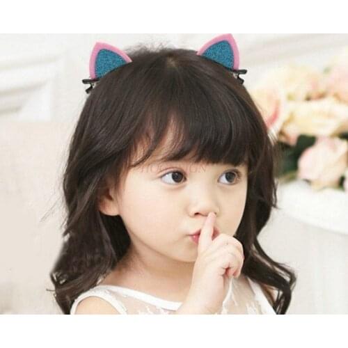 2pcs Childrens hair clips cute cat ears hairpin girl girl female side clip bangs clip small fresh head jewelry