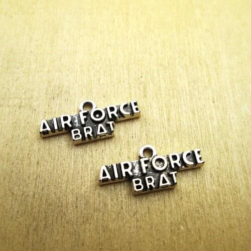 20pcs-- 25*10MM Antique silver AIR FORCE BRAT Charms DIY Charms Pendants DIY necklace/ bracelets charms antique silver tone