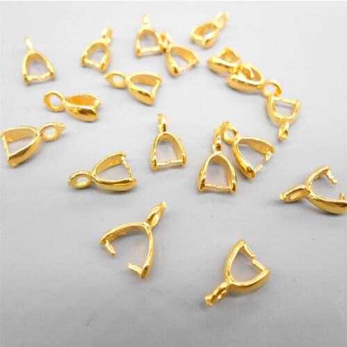 200PCS/Lot 18K Gold Clasps Pinch Clips Bails Charm Melon Seeds Buckle Pendant DIY Necklace Bracelet Connectors Jewelry Finding