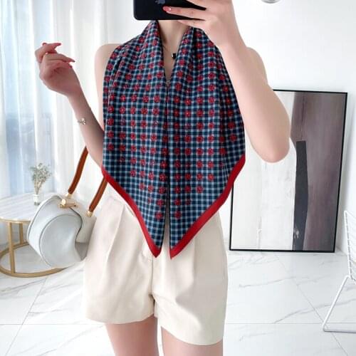 2021 spring new female scarf high quality shawl silk fashion scarf head scarf beach sun protection Baotou scarf 90cm * 90c