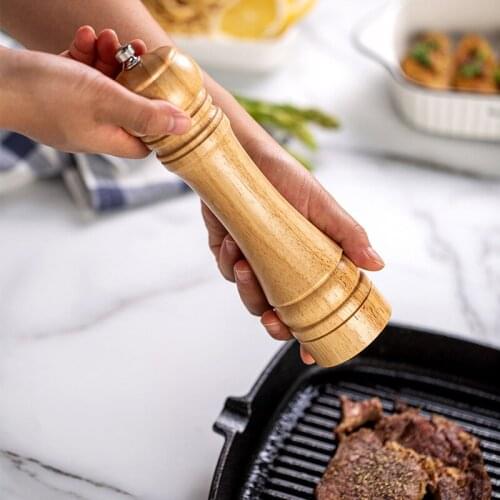 5" 8" 10" Salt and Pepper Grinder, Solid Wood Spice Pepper Mill with Strong Adjustable Ceramic Grinder Kitchen Cooking Tools
