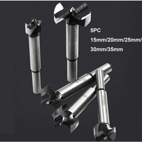 5PCS 15/20/25/30/35mm Cup Style Hinge Boring Jig Drill Guide Set Door Hole Template+Forstner Bit Wood Cutter Carpenter Tool