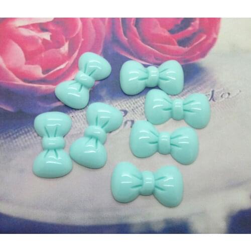 50Pcs Blue Bowknot Resin Decoration Crafts Kawaii Bead Flatback Cabochon Scrapbook DIY Accessories Buttons