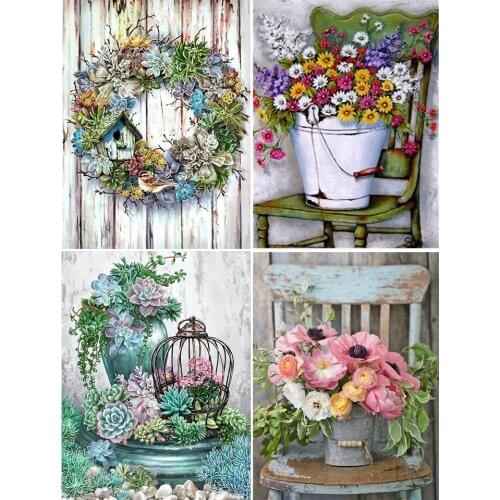 5D DIY Diamond Painting Flowers Cross Stitch Full Drill Square Round Diamond Embroidery Mosaic Picture of Rhinestones Home Decor