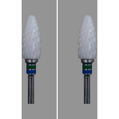 6 Pcs- White Zirconia Ceramic Dental Lab Burs - Bullet Shape -Cross cut (4401.060)