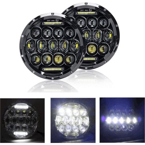 LED LIGHT 6D 7 Inch Round Led Headlight Turn Singal DRL 75W 35W 12V LED Headlamp Hi/Low Angel Eye for Jeep Wrangler Lada Niva24V