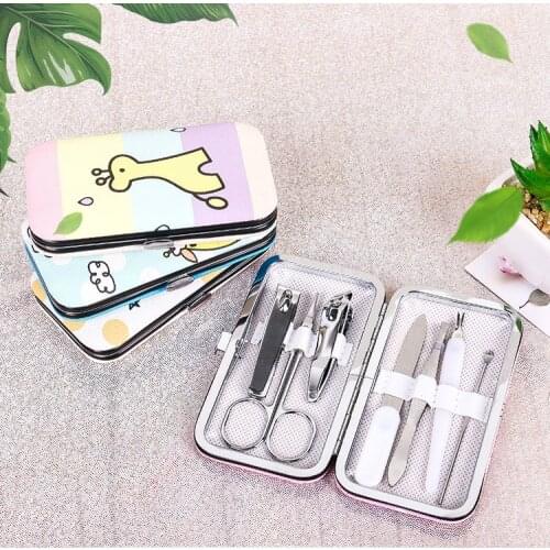 7pcs/set Cartoon Stainless Steel Nail Trimming Tools Nail Clippers Set Home Manicure Pedicure Nail Clippers Kits