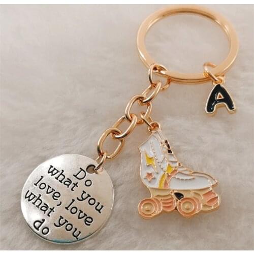A-Z letter new product enamel skates key ring key ring skating key ring key ring gift skater gift jewelry