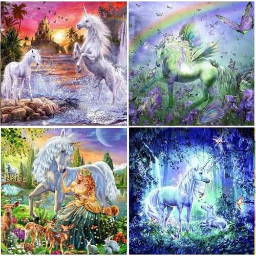 Home Decor Unicorn 5D Diamond Painting Embroidery Full Round Drill Display Rhinestones Animal Full Square Stitch Fantasy Cartoon
