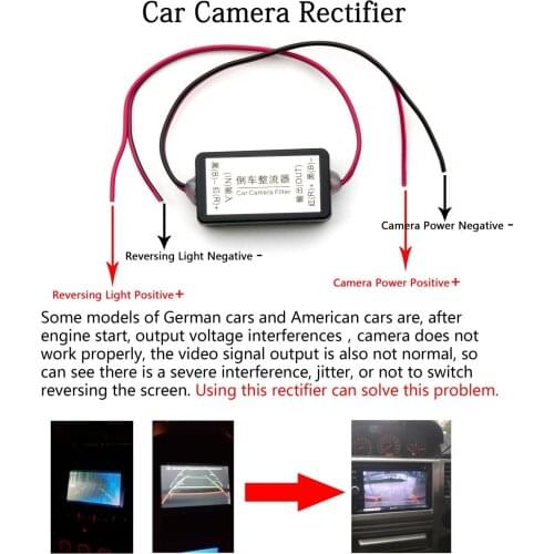 Car Rear View Backup Camera with 12V DC Power Relay Capacitor Filter Connector Rectifier