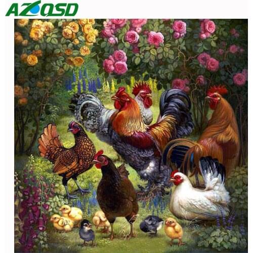 AZQSD 5D Diamond Embroidery Mosaic Chicken Full Square Drill Diamond Painting Cross Stitch Animal Handmade Gift