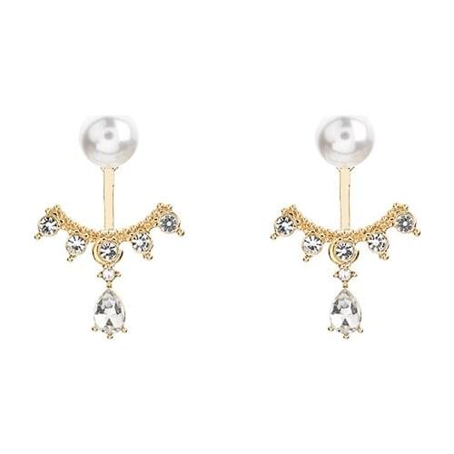 White Simulated Pearls Zircon Golden Geometry Dangle Earrings & Drop Earrings for Women & Girls